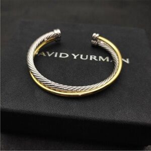 David Yurman Two-Tone Cable Cuff Bracelet in Silver and Gold